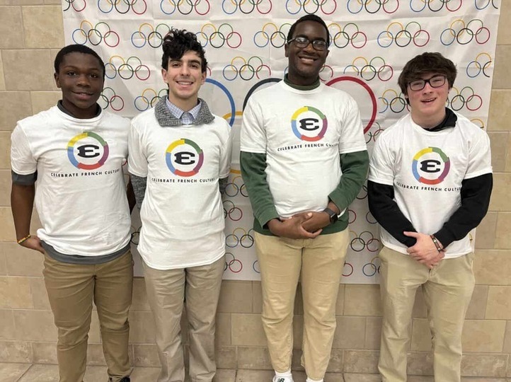 French students celebrating the olympics